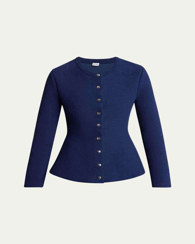 Peplum Viscose-Blend Cardigan